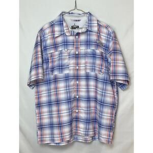 Habit Men’s L Patriotic Red/White/Blue Vented Fishing Shirt Button Front Outdoor